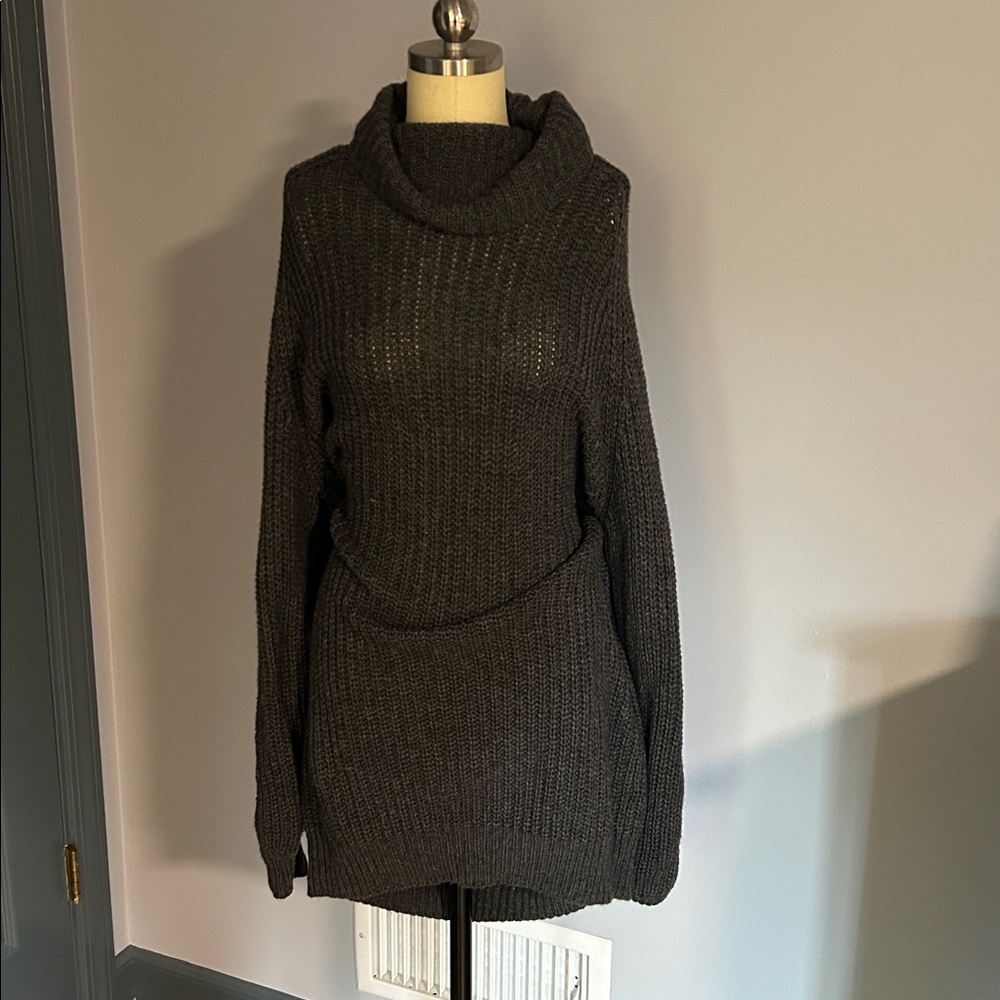 Cozy Black Knit Sweater Dress
